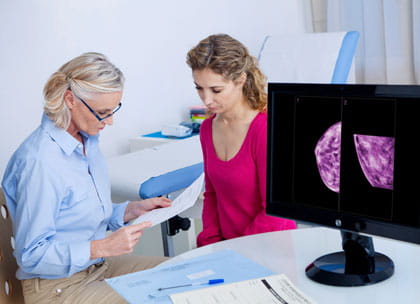GP and patient discussing mammogram results